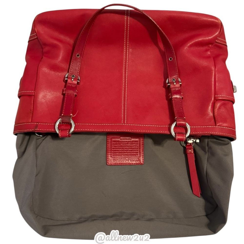Coach 1941 Ashley Red Leather Double Handle Zipper Closure Tote Shoulder Bag Sil - Picture 9 of 16